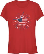 Lost Gods Junior's American Star Flag Fireworks T-Shirt