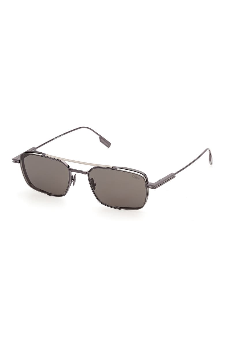 54mm Rectangular Sunglasses, Alternate, color, SATIN GUNMETAL / PALLADIUM