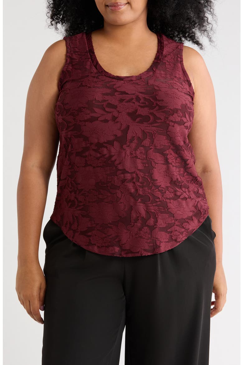 Floral Scoop Neck Tank Top, Main, color, WINE