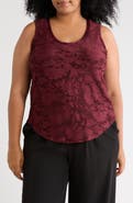 T Tahari Floral Scoop Neck Tank Top