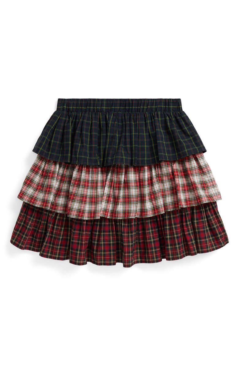 Polo Ralph Lauren Kids' Plaid Tiered Cotton Skirt, Alternate, color, 