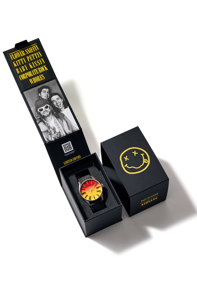 Nixon Nirvana Sentry Leather Strap Watch, 42mm, Alternate, color, Unplug Fade