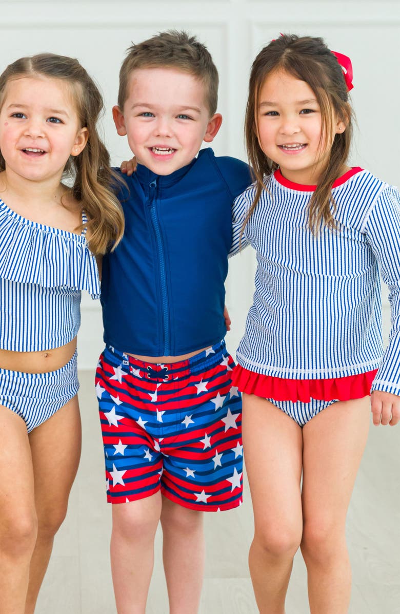 RuffleButts Kids' Long Sleeve Two-Piece Swimsuit, Alternate, color, Blue