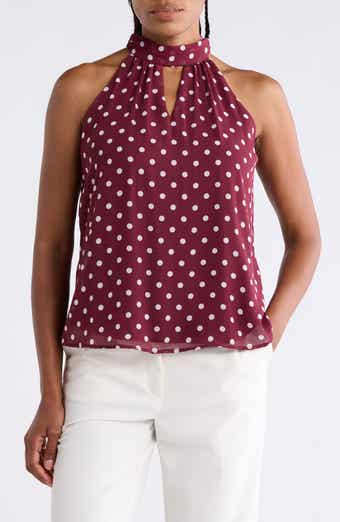 Polka Dot Chiffon Halter Top