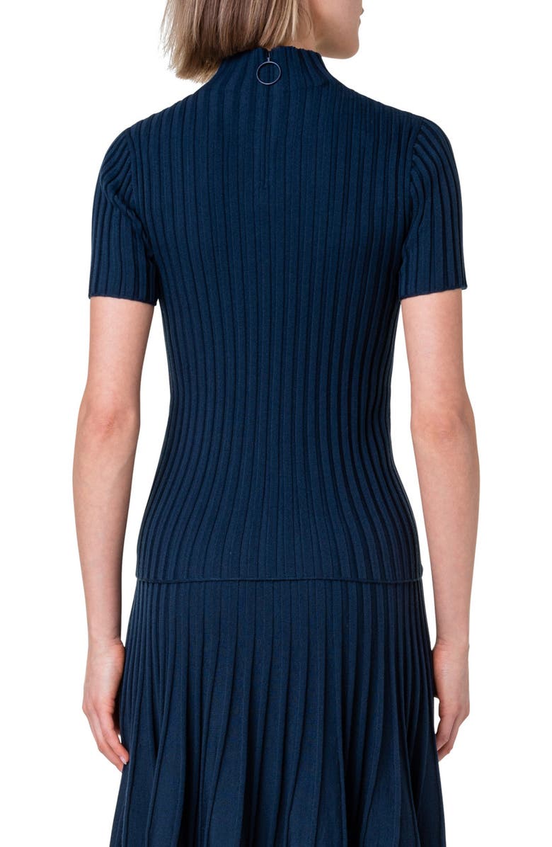 Akris punto Rib Mock Neck Virgin Wool Sweater, Alternate, color, 