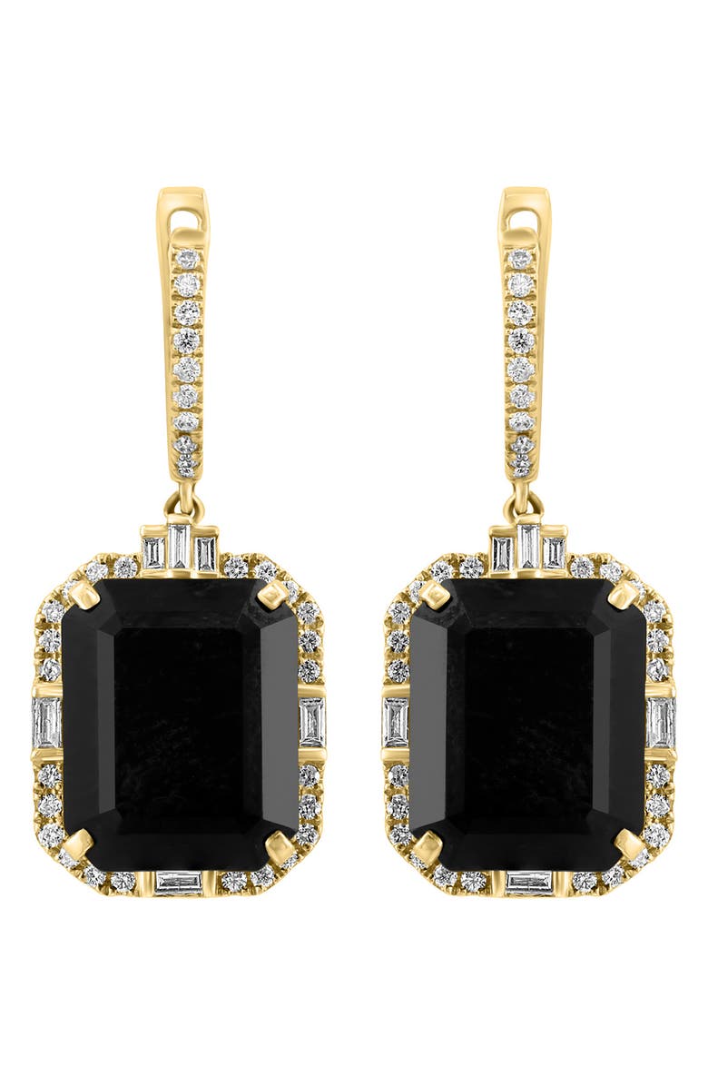 EFFY 14K Yellow Gold Diamond Onyx Drop Earrings - 0.38 ctw., Alternate, color, 