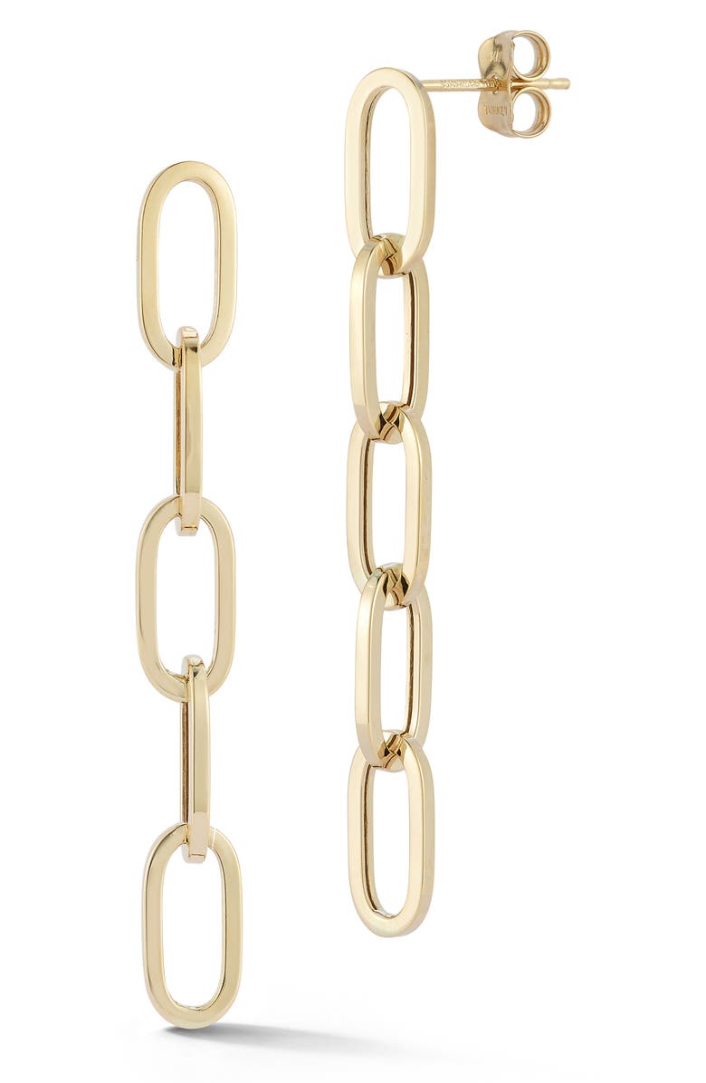 Ember Fine Jewelry 14K Gold Paper Clip Chain Drop Earrings, Main, color, 