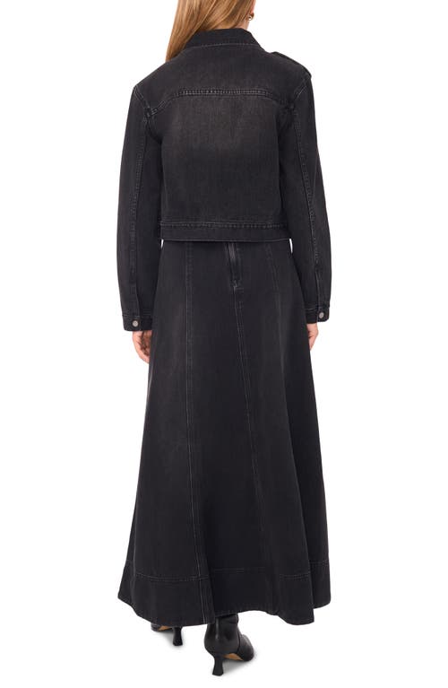 1.state Paneled Denim Maxi Skirt In Black