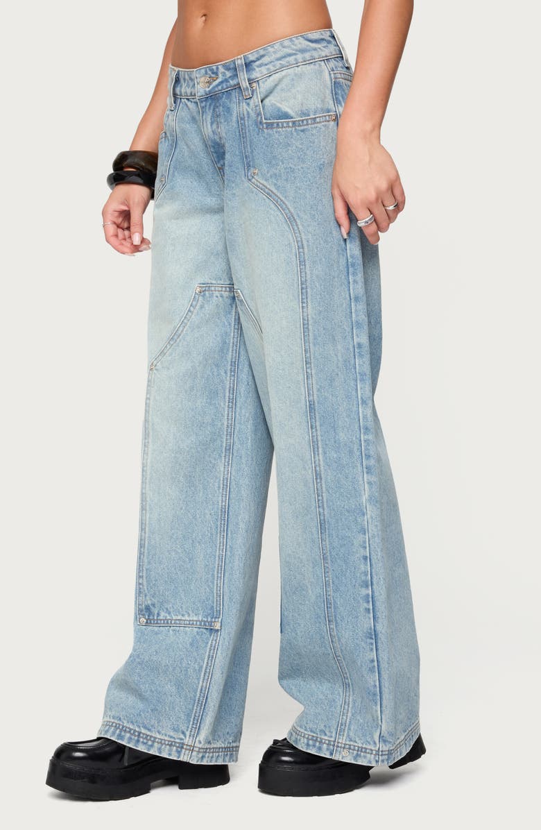 EDIKTED Dema Low Rise Western Wide Leg Jeans, Alternate, color, Light-Blue