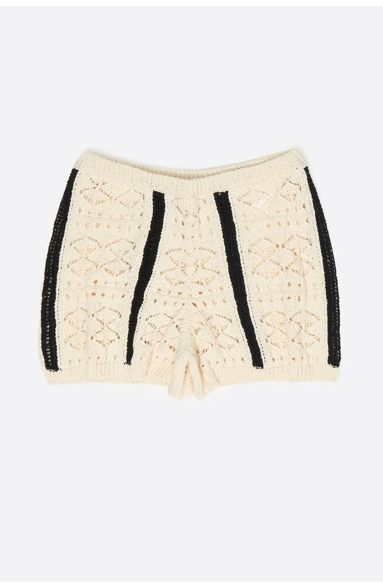 Bimba y Lola Two-Tone Knit Shorts, Main, color, Ivory