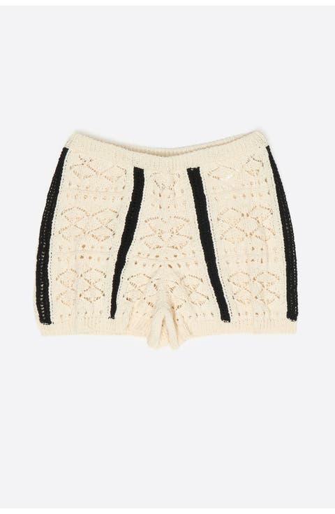 Two-Tone Knit Shorts