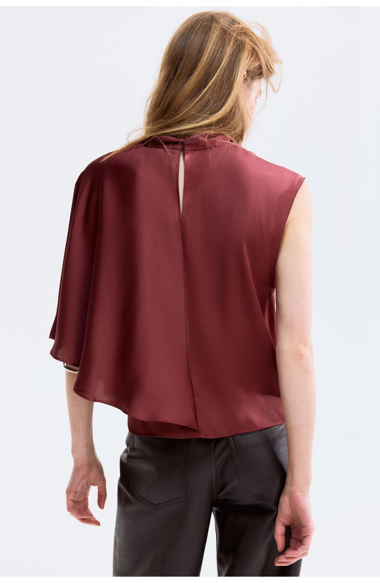 H&M Draped Satin Blouse, Alternate, color, Dark Red