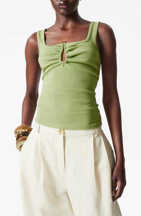& Other Stories Metal Keyhole Stretch Cotton Tank