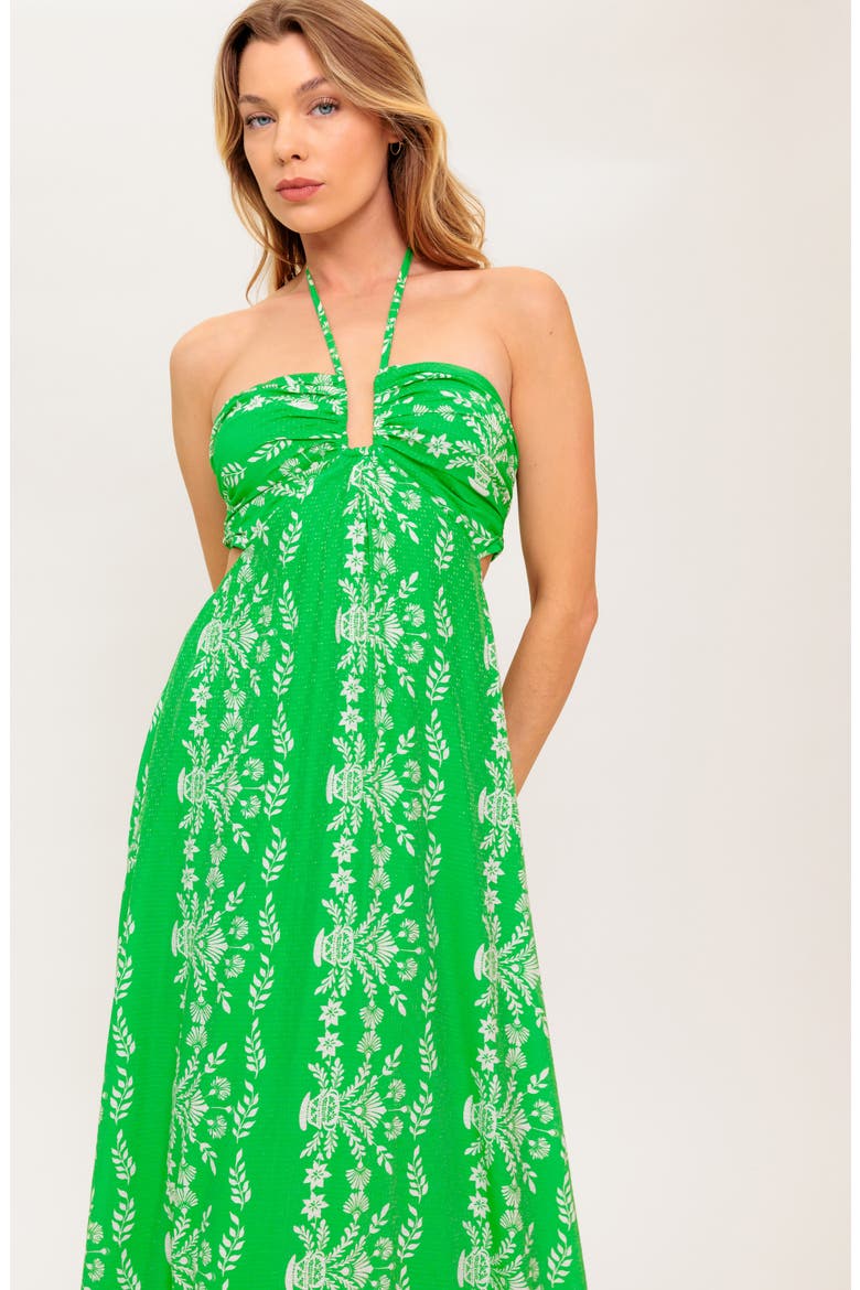 Halter Tie Back Maxi Dress, Alternate, color, GREEN