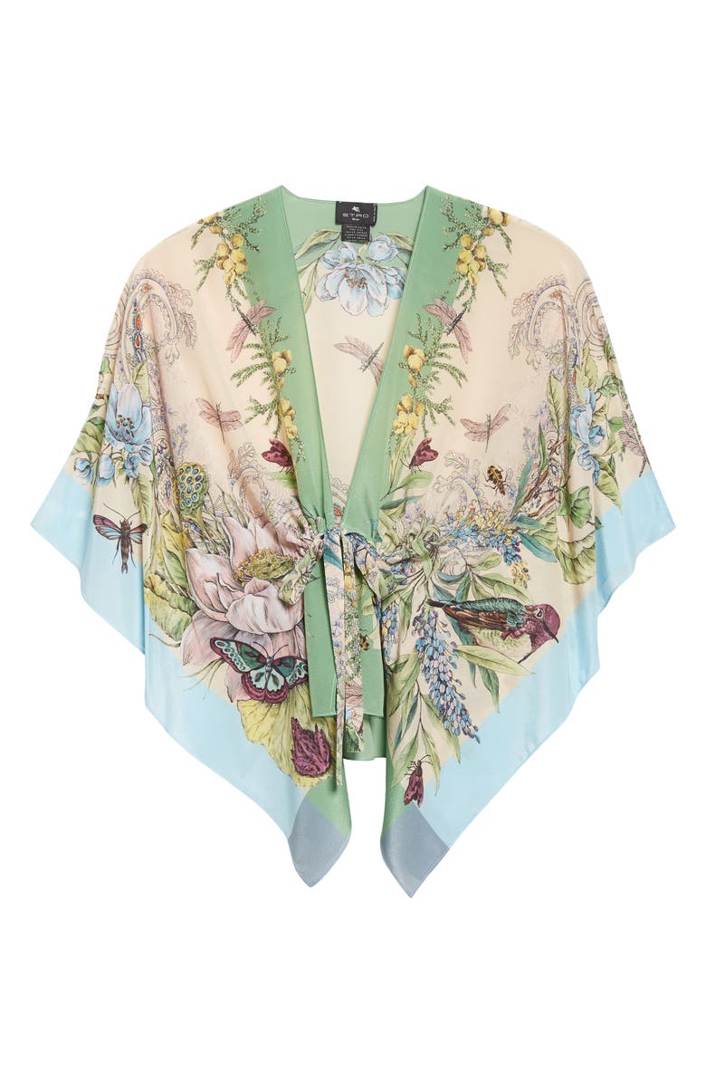 Etro Print Silk Poncho, Main, color, Multicolor Pink Base