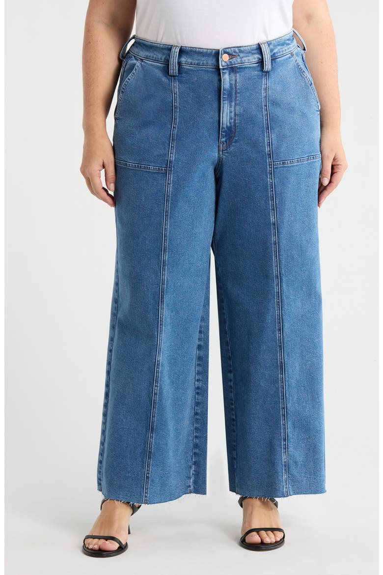 Simone Raw Hem High Waist Wide Leg Utility Jeans, Main, color, SALTON