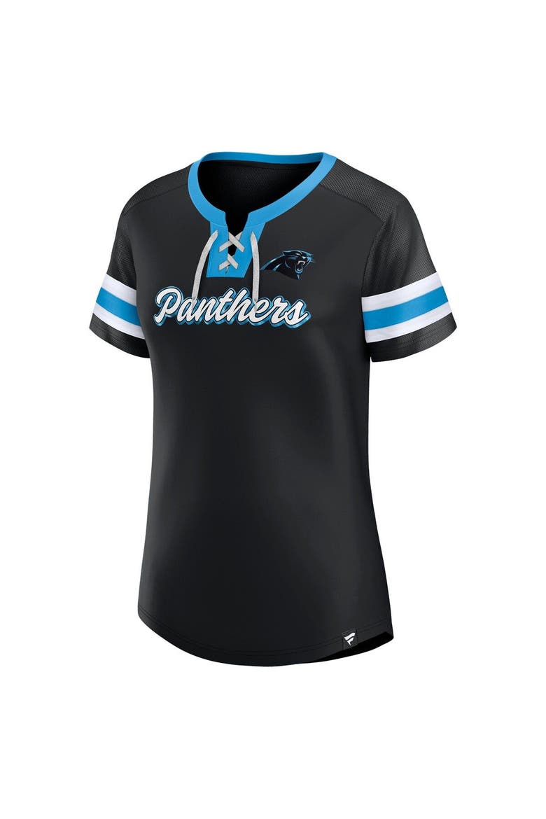 Women's Fanatics Branded Black Carolina Panthers Original State Lace-Up T-Shirt, Alternate, color, Black