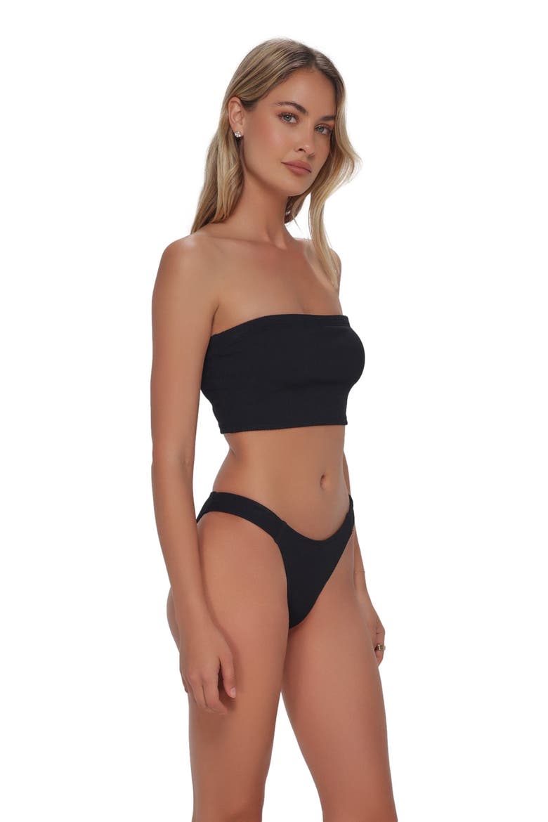 Shellie Tube Top Bikini Swimsuit, Alternate, color, Black Pacifica Rib
