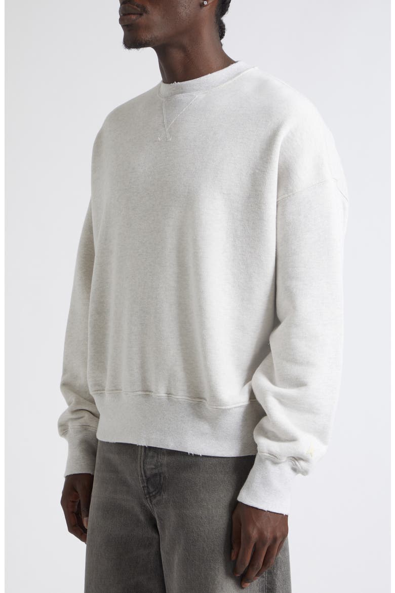 Gender Inclusive Star Oversize Distressed Crewneck Sweatshirt, Alternate, color, VINTAGE GRAY MELANGE