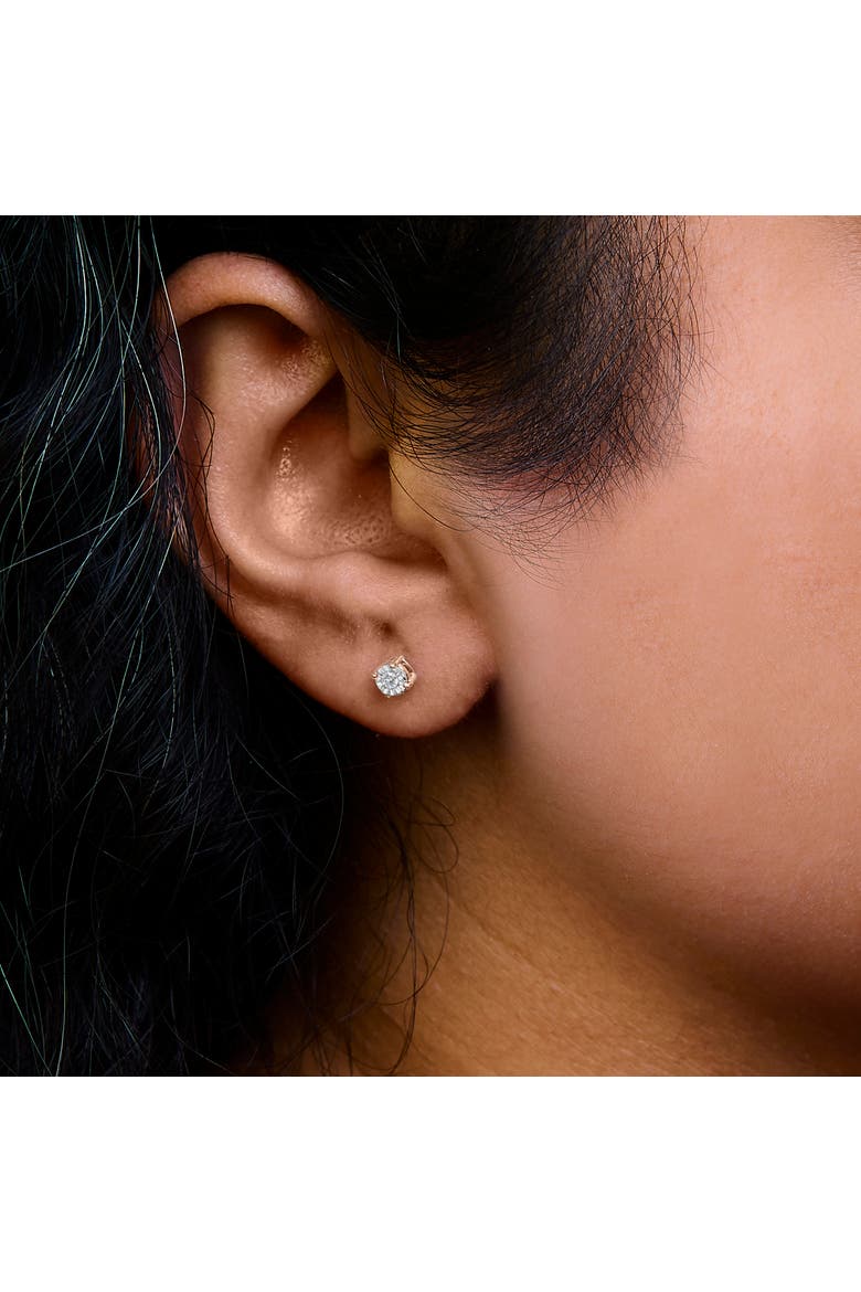 Silver 1/10 Cttw Lab Grown Diamond Miracle-Set Stud Earrings, Alternate, color, Rose