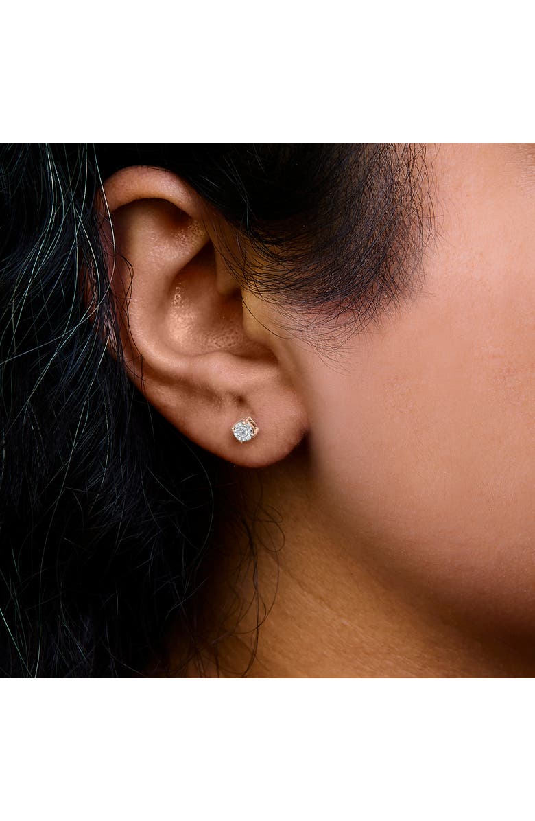 Haus of Brilliance Silver 1/10 Cttw Lab Grown Diamond Miracle-Set Stud Earrings, Alternate, color, Rose