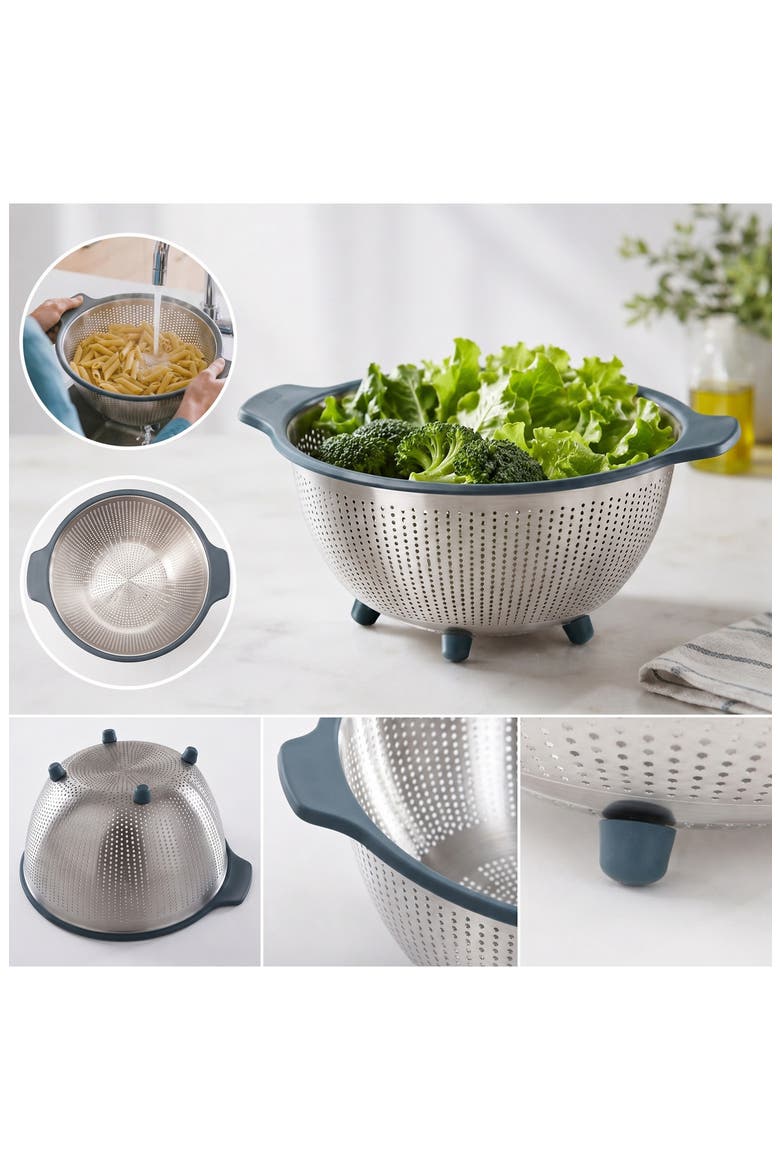 Leo 18/10 Stainless Steel Colander, Alternate, color, SILVER