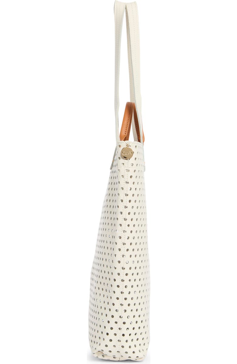 Clare V. Micheline Perforated Leather Tote, Alternate, color, Cream