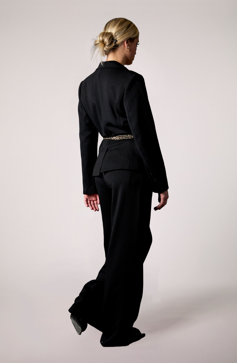 BLUE REVIVAL Taylor Belted Blazer in Black, Alternate, color, 