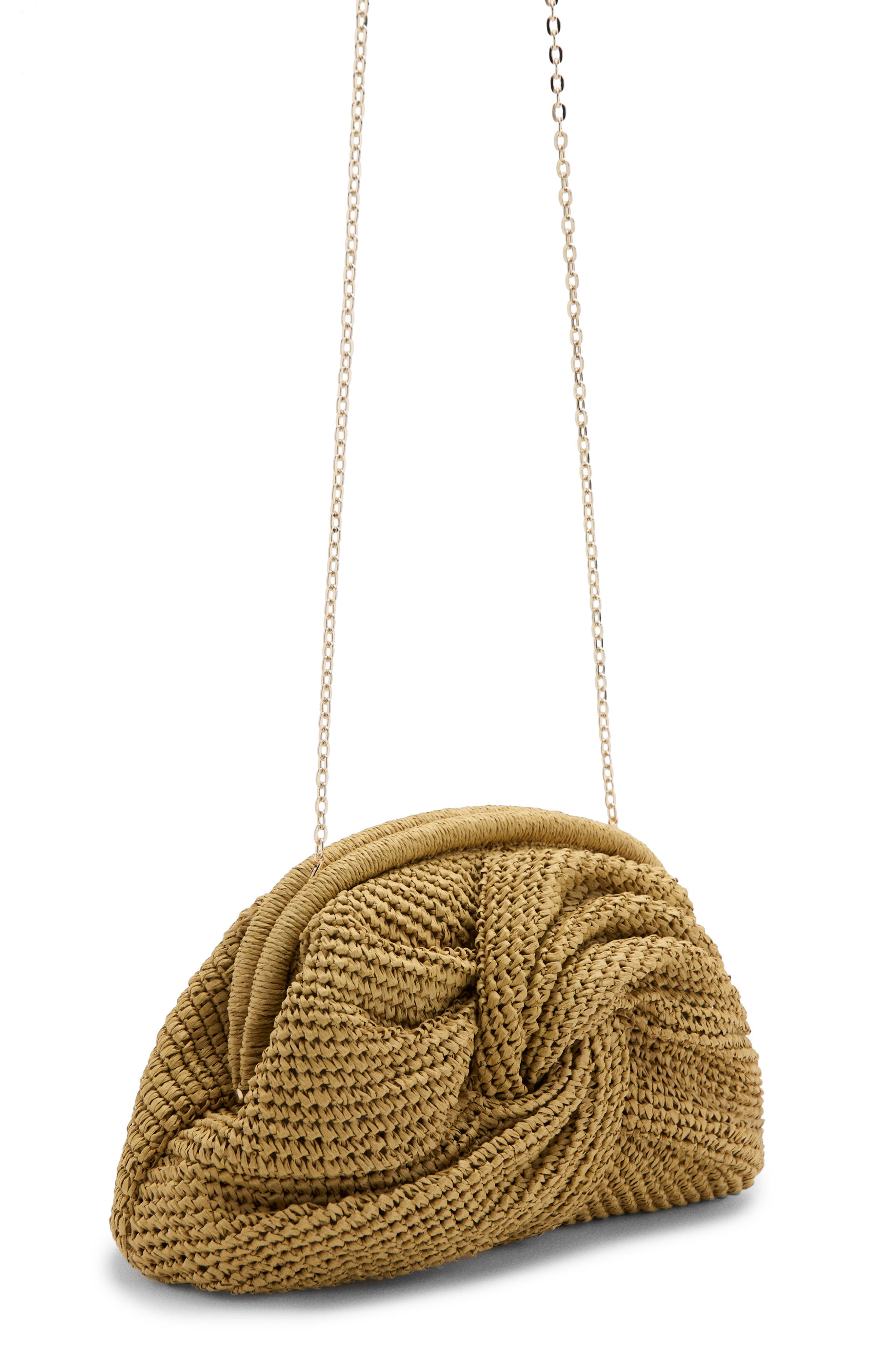 MANGO Natural Fiber Frame Clutch, Alternate, color, Mustard