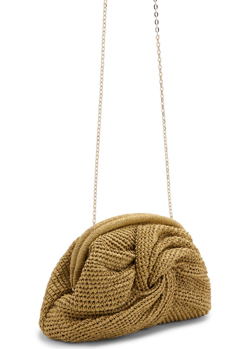 MANGO Natural Fiber Frame Clutch, Alternate, color, Mustard