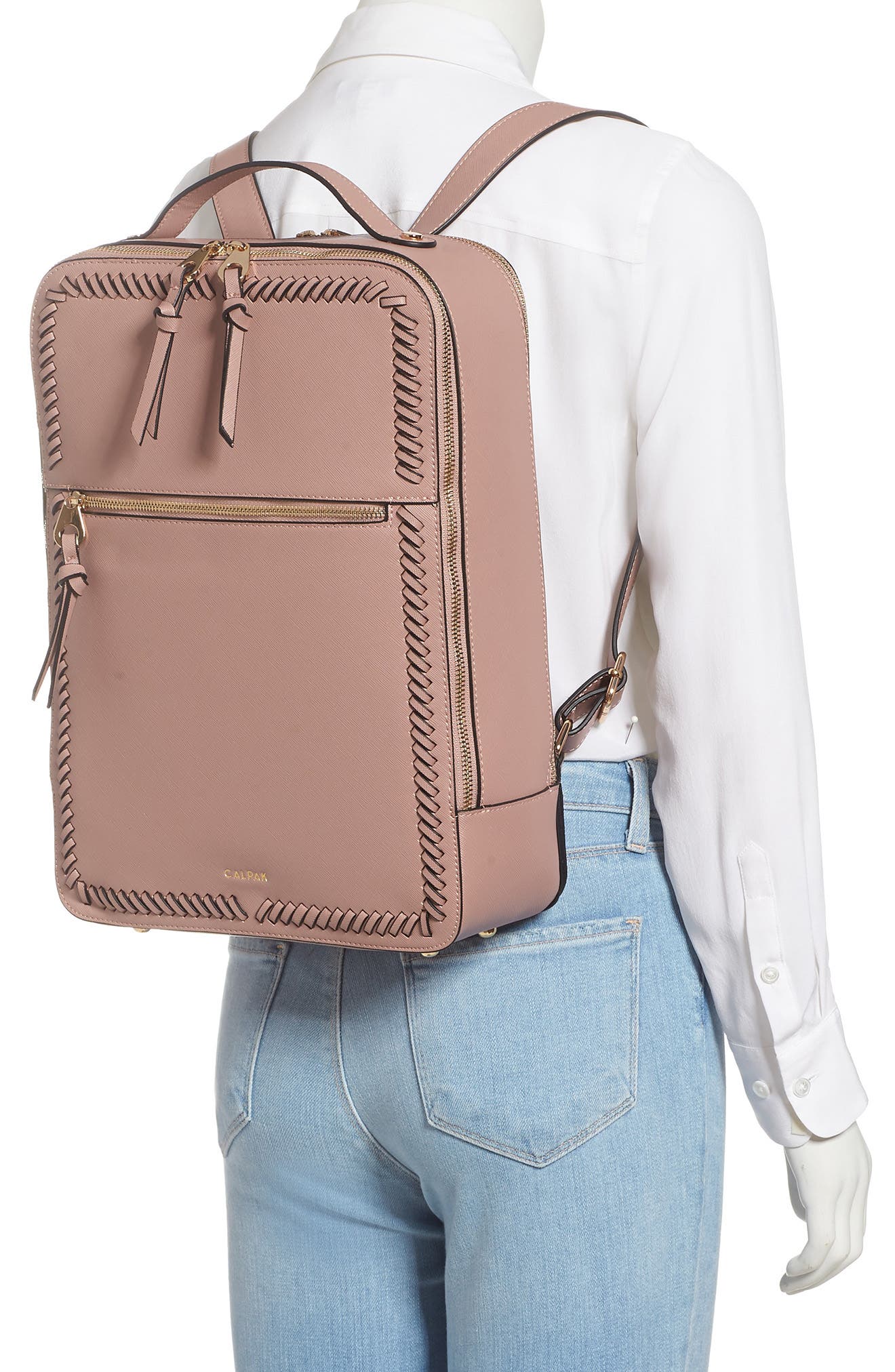 Kaya Faux Leather Laptop Backpack, Alternate, color, MAUVE