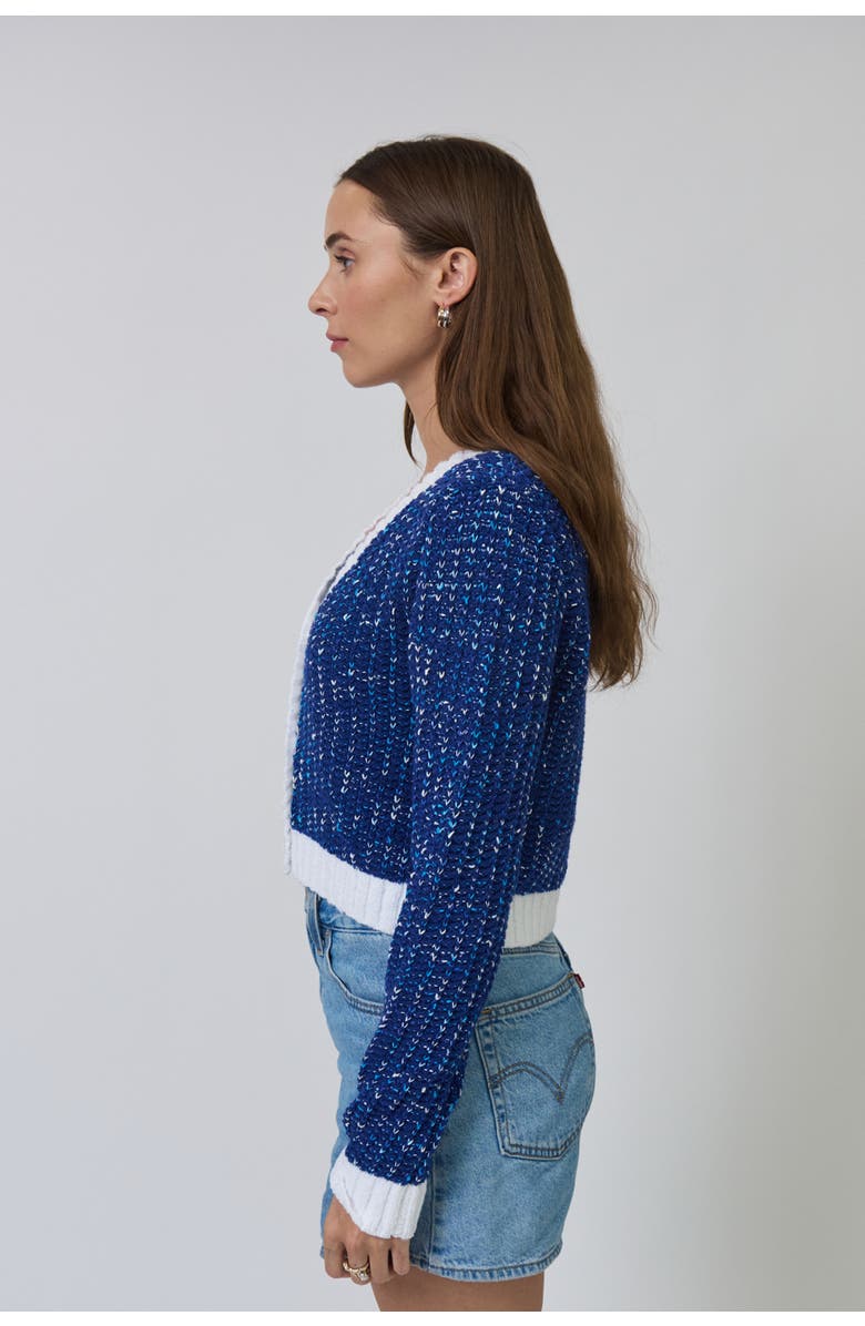 Central Park West Allie Cropped Chunky Cardigan, Alternate, color, Blue Multi