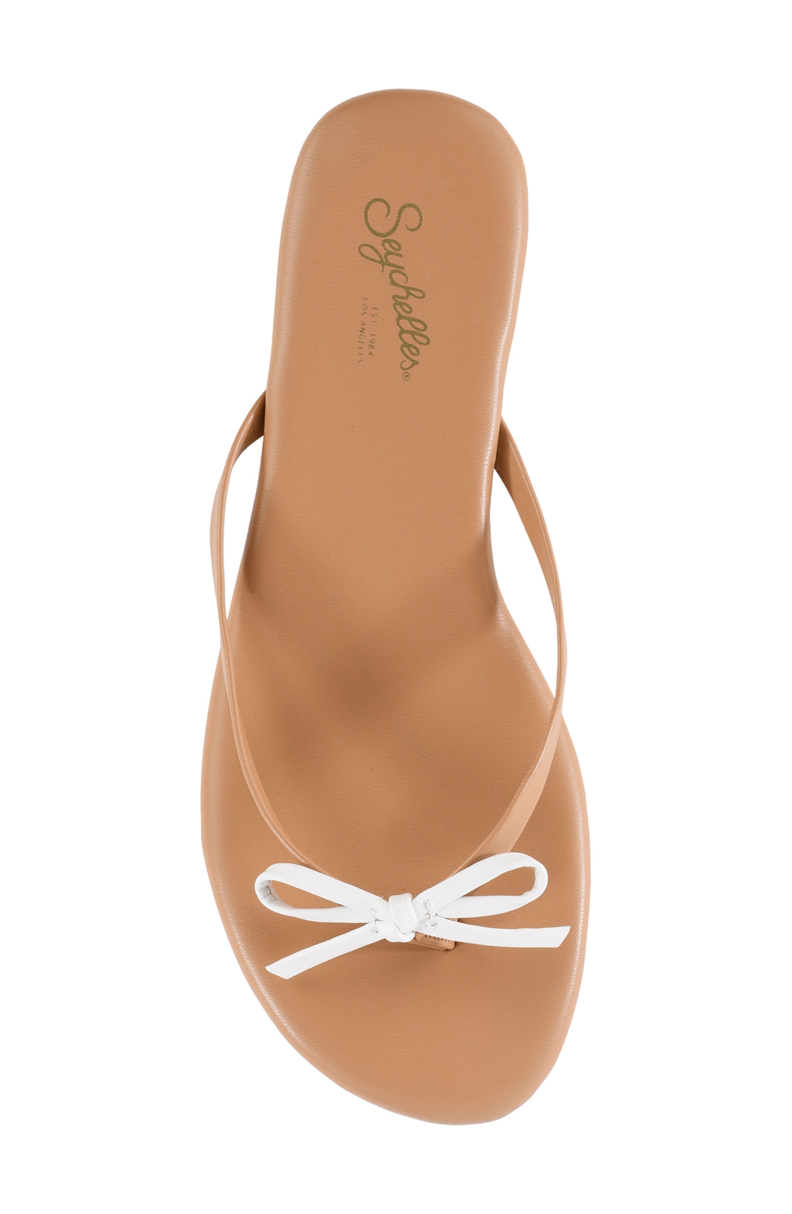 Seychelles Nori Bow Flip Flop, Alternate, color, White/ Tan