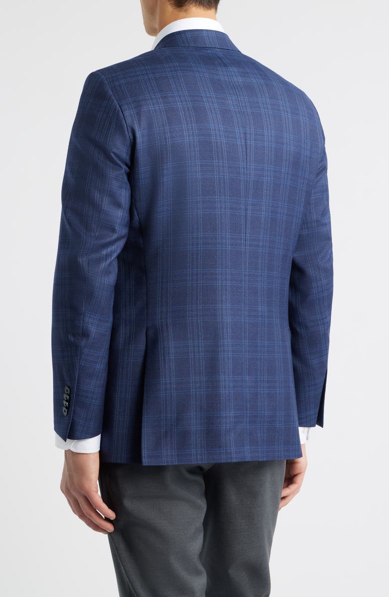 Peter Millar Flynn Classic Fit Blue Plaid Wool Sport Coat, Alternate, color, Blue