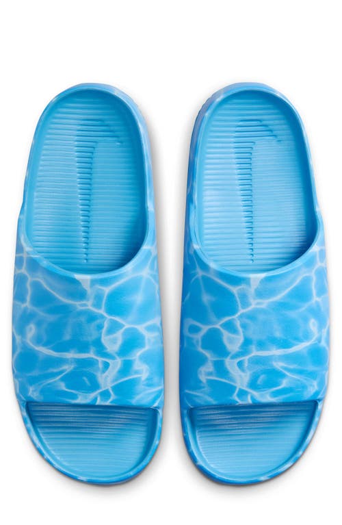 Nike Calm Printed Sport Slide In Coast/signal Blue