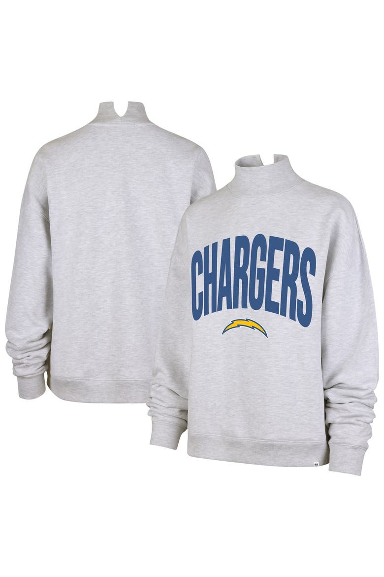 Women's '47  Gray Los Angeles Chargers Subtle Muse Mock Neck Sweatshirt, Main, color, Gray