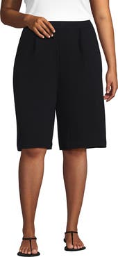 Lands' End Knit High Rise Pleated 12" Bermuda Shorts