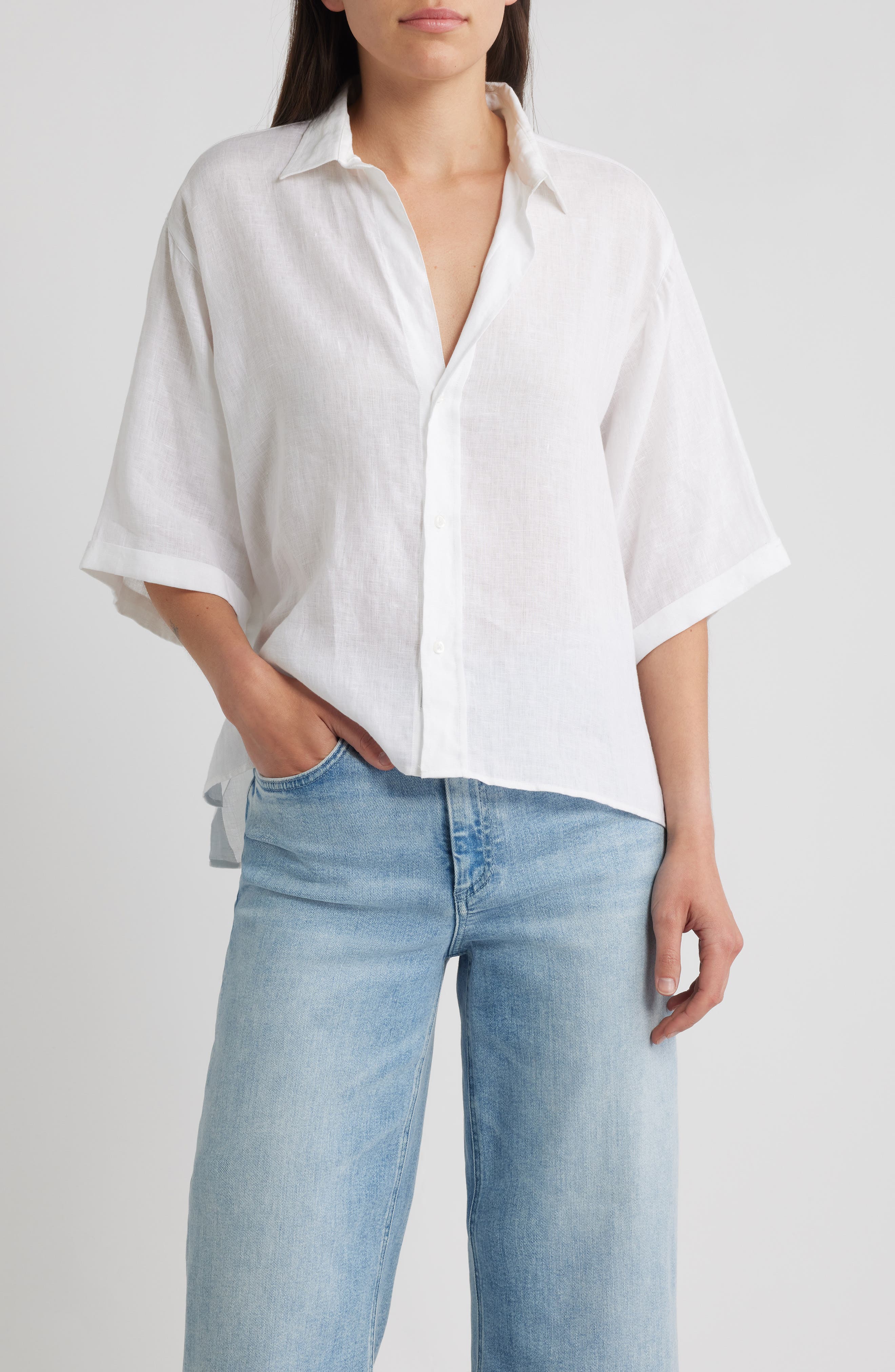 Short Sleeve Linen Button-Up Shirt