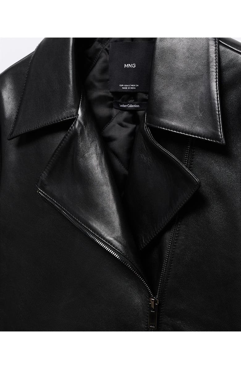 MANGO Leather Moto Jacket, Alternate, color, 