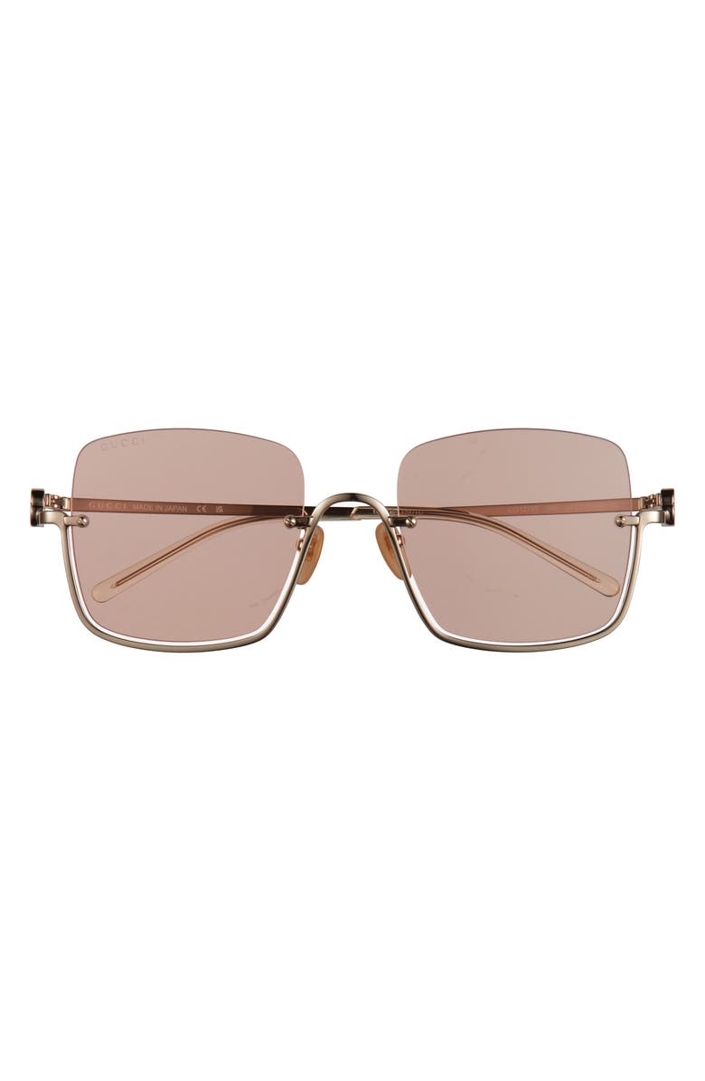 Gucci 54mm Half Rim Sunglasses, Main, color, Gold Gold Pink