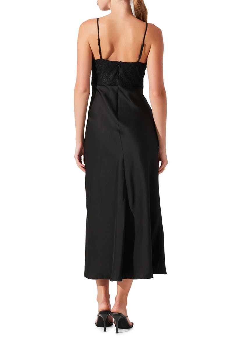 Lace Bustier Sleeveless Midi Dress, Alternate, color, BLACK