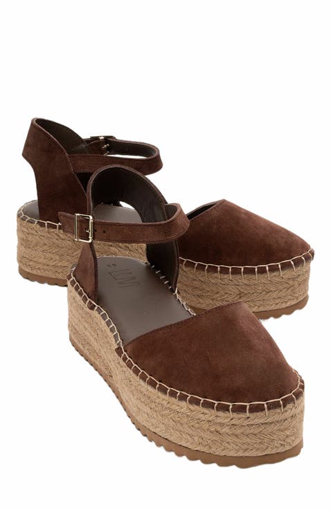 Viba Leather Espadrille Platform Wedge Sandals (Women)