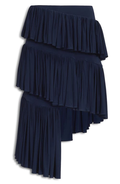 Alaïa Womens Minuit Ruffled High-waist Knitted Maxi Skirt In Marine Fonce