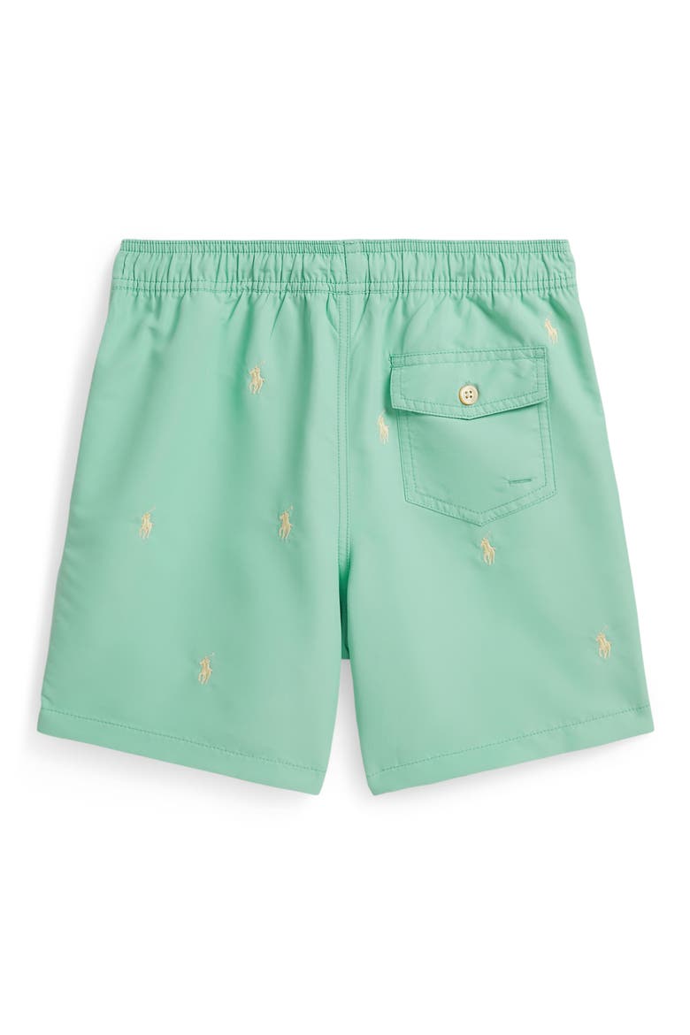 Kids' Traveler Embroidered Pony Swim Trunks, Alternate, color, CELADON