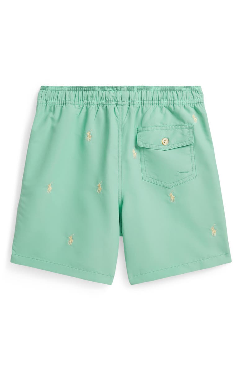 Polo Ralph Lauren Kids' Traveler Embroidered Pony Swim Trunks, Alternate, color, Celadon
