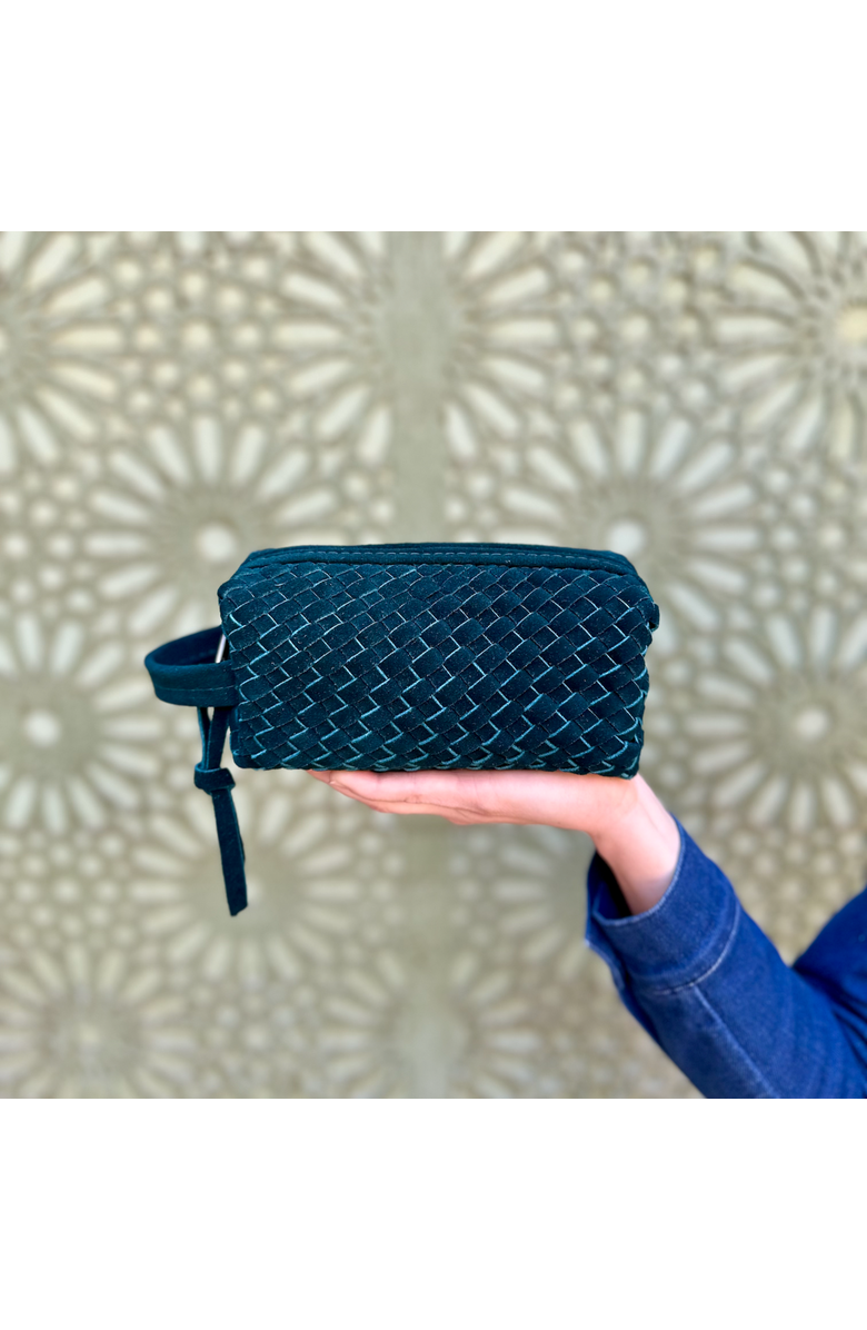 Amasouk Suede Woven Leather Makeup Bag, Alternate, color, Small