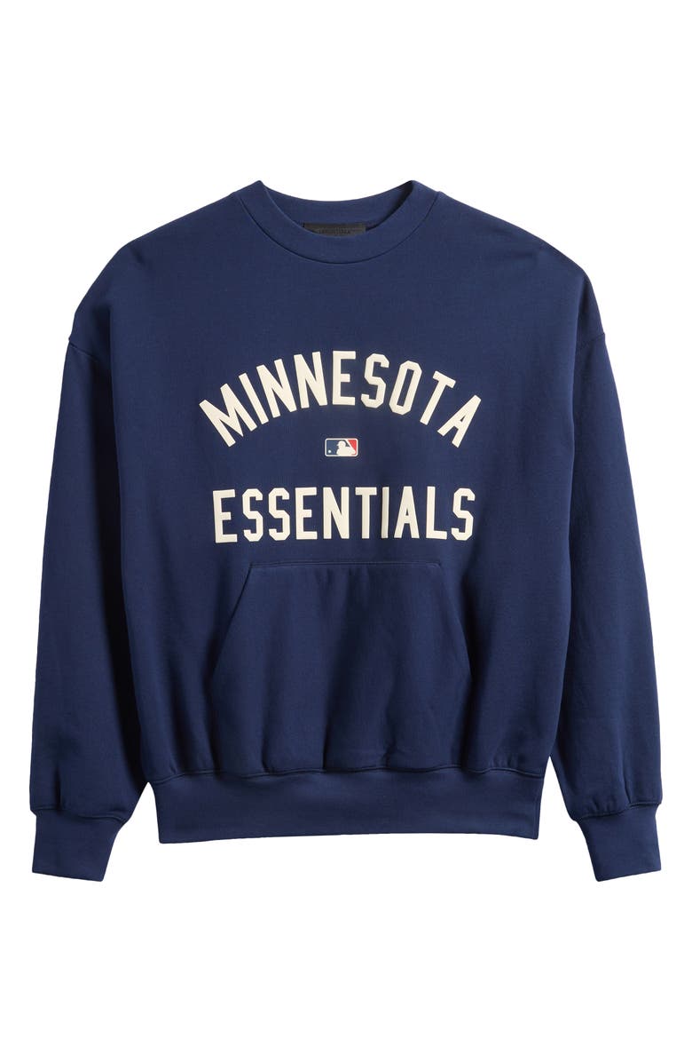 Fear of God Essentials Twins Sports Fit Crewneck Cotton Sweatshirt, Alternate, color, Navy