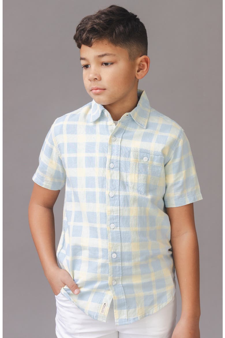 Kids' Linen Short Sleeve Shirt, Alternate, color, Sunlit Plaid
