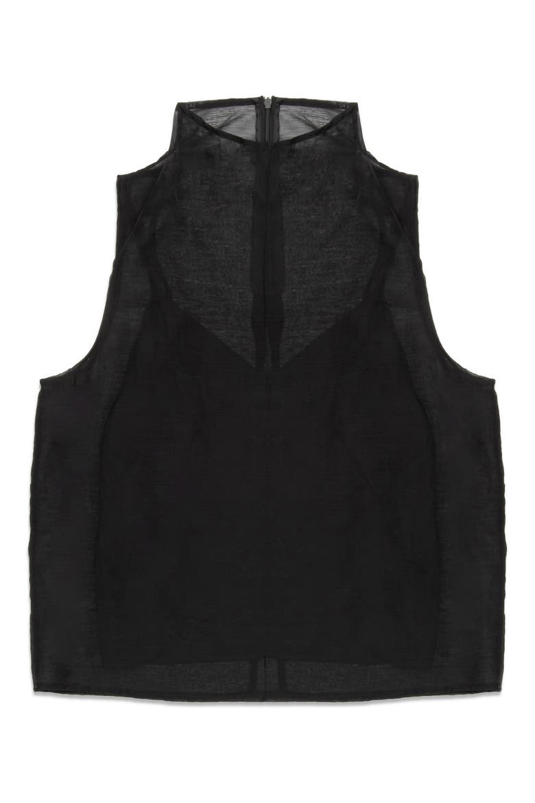 Hugh High Neck Sleeveless Sheer Top, Main, color, BLACK