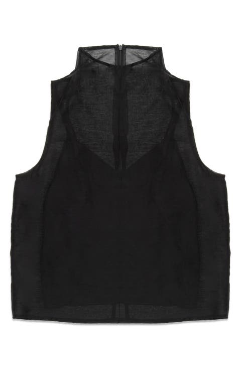 Hugh High Neck Sleeveless Sheer Top